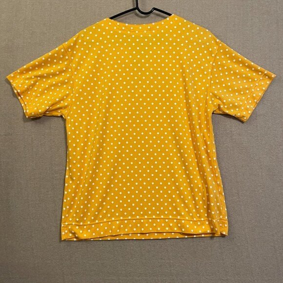 Karen Scott Top Women's Large Yellow Polkadot Short Sleeves - Picture 8 of 11